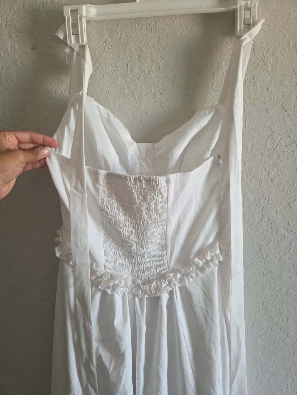 White Ruffle-Trim Button Front Maxi Dress - Picture 4 of 6